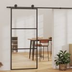 Ușă glisantă cu set feronerie, 90x205 cm, sticlă ESG/aluminiu GartenMobel Dekor