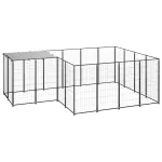 Padoc pentru câini, negru, 6,05 m², oțel   GartenMobel Dekor