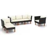 Set mobilier grădină, 6 piese, negru, poliratan/lemn eucalipt GartenMobel Dekor