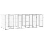 Padoc câini de exterior cu acoperiș, 12,1 m², oțel galvanizat GartenMobel Dekor