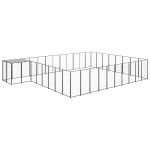 Padoc pentru câini, negru, 25,41 m², oțel   GartenMobel Dekor