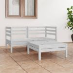 Set mobilier de grădină, 3 piese, alb, lemn masiv de pin GartenMobel Dekor