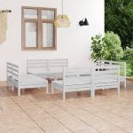 Set mobilier de grădină, 8 piese, alb, lemn masiv de pin GartenMobel Dekor