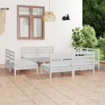 Set mobilier de grădină, 8 piese, alb, lemn masiv de pin GartenMobel Dekor