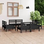Set mobilier de grădină, 8 piese, negru, lemn masiv de pin GartenMobel Dekor
