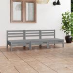 Set mobilier de grădină, 3 piese, gri, lemn masiv de pin GartenMobel Dekor