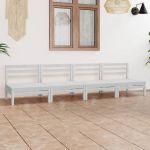 Set mobilier de grădină, 4 piese, alb, lemn masiv de pin GartenMobel Dekor