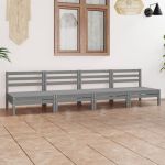 Set mobilier de grădină, 4 piese, gri, lemn masiv de pin GartenMobel Dekor
