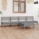 Set mobilier de grădină, 5 piese, gri, lemn masiv de pin GartenMobel Dekor