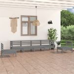 Set mobilier de grădină, 6 piese, gri, lemn masiv de pin GartenMobel Dekor