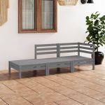 Set mobilier de grădină, 3 piese, gri, lemn masiv de pin GartenMobel Dekor