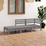 Set mobilier de grădină, 3 piese, gri, lemn masiv de pin GartenMobel Dekor
