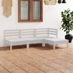 Set mobilier de grădină, 4 piese, alb, lemn masiv de pin GartenMobel Dekor