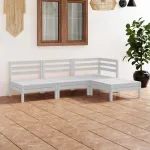 Set mobilier de grădină, 4 piese, alb, lemn masiv de pin GartenMobel Dekor