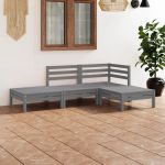 Set mobilier de grădină, 4 piese, gri, lemn masiv de pin GartenMobel Dekor