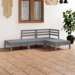 Set mobilier de grădină, 4 piese, gri, lemn masiv de pin GartenMobel Dekor