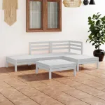 Set mobilier de grădină, 5 piese, alb, lemn masiv de pin GartenMobel Dekor