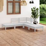 Set mobilier de grădină, 5 piese, alb, lemn masiv de pin GartenMobel Dekor