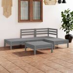 Set mobilier de grădină, 5 piese, gri, lemn masiv de pin GartenMobel Dekor
