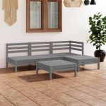 Set mobilier de grădină, 5 piese, gri, lemn masiv de pin GartenMobel Dekor