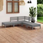 Set mobilier de grădină, 5 piese, gri, lemn masiv de pin GartenMobel Dekor