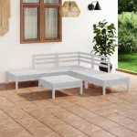 Set mobilier de grădină, 6 piese, alb, lemn masiv de pin GartenMobel Dekor