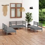 Set mobilier de grădină, 6 piese, gri, lemn masiv de pin GartenMobel Dekor