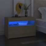 Noptieră cu lumini LED, 2 buc., stejar Sonoma, 60x35x40 cm GartenMobel Dekor