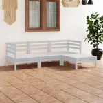 Set mobilier de grădină, 4 piese, alb, lemn masiv de pin GartenMobel Dekor