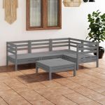 Set mobilier de grădină, 5 piese, gri, lemn masiv de pin GartenMobel Dekor