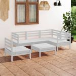 Set mobilier de grădină, 6 piese, alb, lemn masiv de pin GartenMobel Dekor