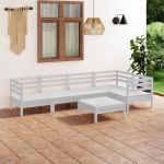 Set mobilier de grădină, 6 piese, alb, lemn masiv de pin GartenMobel Dekor