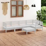 Set mobilier de grădină, 6 piese, alb, lemn masiv de pin GartenMobel Dekor