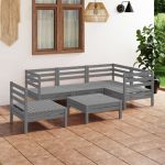 Set mobilier de grădină, 6 piese, gri, lemn masiv de pin GartenMobel Dekor
