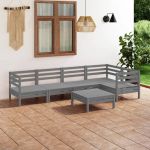 Set mobilier de grădină, 6 piese, gri, lemn masiv de pin GartenMobel Dekor