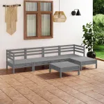 Set mobilier de grădină, 6 piese,gri, lemn masiv de pin GartenMobel Dekor