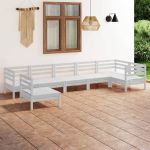 Set mobilier de grădină, 7 piese, alb, lemn masiv de pin GartenMobel Dekor