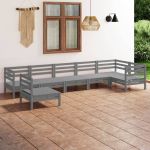 Set mobilier de grădină, 7 piese, gri, lemn masiv de pin GartenMobel Dekor
