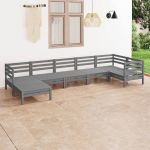 Set mobilier de grădină, 7 piese, gri, lemn masiv de pin GartenMobel Dekor
