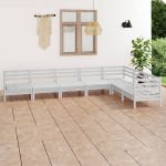 Set mobilier de grădină, 7 piese, alb, lemn masiv de pin GartenMobel Dekor