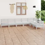 Set mobilier de grădină, 7 piese, alb, lemn masiv de pin GartenMobel Dekor