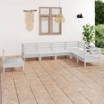 Set mobilier de grădină, 7 piese, alb, lemn masiv de pin GartenMobel Dekor