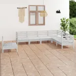 Set mobilier de grădină, 7 piese, alb, lemn masiv de pin GartenMobel Dekor