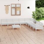 Set mobilier de grădină, 10 piese, alb, lemn masiv de pin GartenMobel Dekor