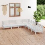 Set mobilier de grădină, 7 piese, alb, lemn masiv de pin GartenMobel Dekor