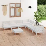 Set mobilier de grădină, 8 piese, alb, lemn masiv de pin GartenMobel Dekor
