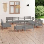 Set mobilier de grădină, 11 piese, gri, lemn masiv de pin GartenMobel Dekor
