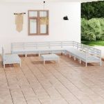 Set mobilier de grădină, 12 piese, alb, lemn masiv de pin GartenMobel Dekor