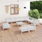 Set mobilier de grădină, 13 piese, alb, lemn masiv de pin GartenMobel Dekor