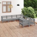Set mobilier de grădină, 8 piese, gri, lemn masiv de pin GartenMobel Dekor